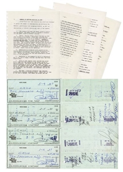 Historically Significant Lot of (4) Signed Pete Rose Checks Listed in Dowd Report With Betting Papers